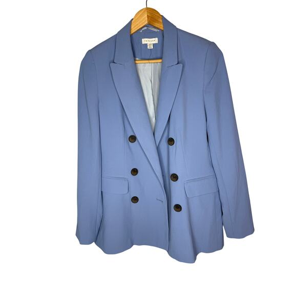 New No tag Top Shop Double Breasted Light blue blazer Size 4 - Picture 2 of 7